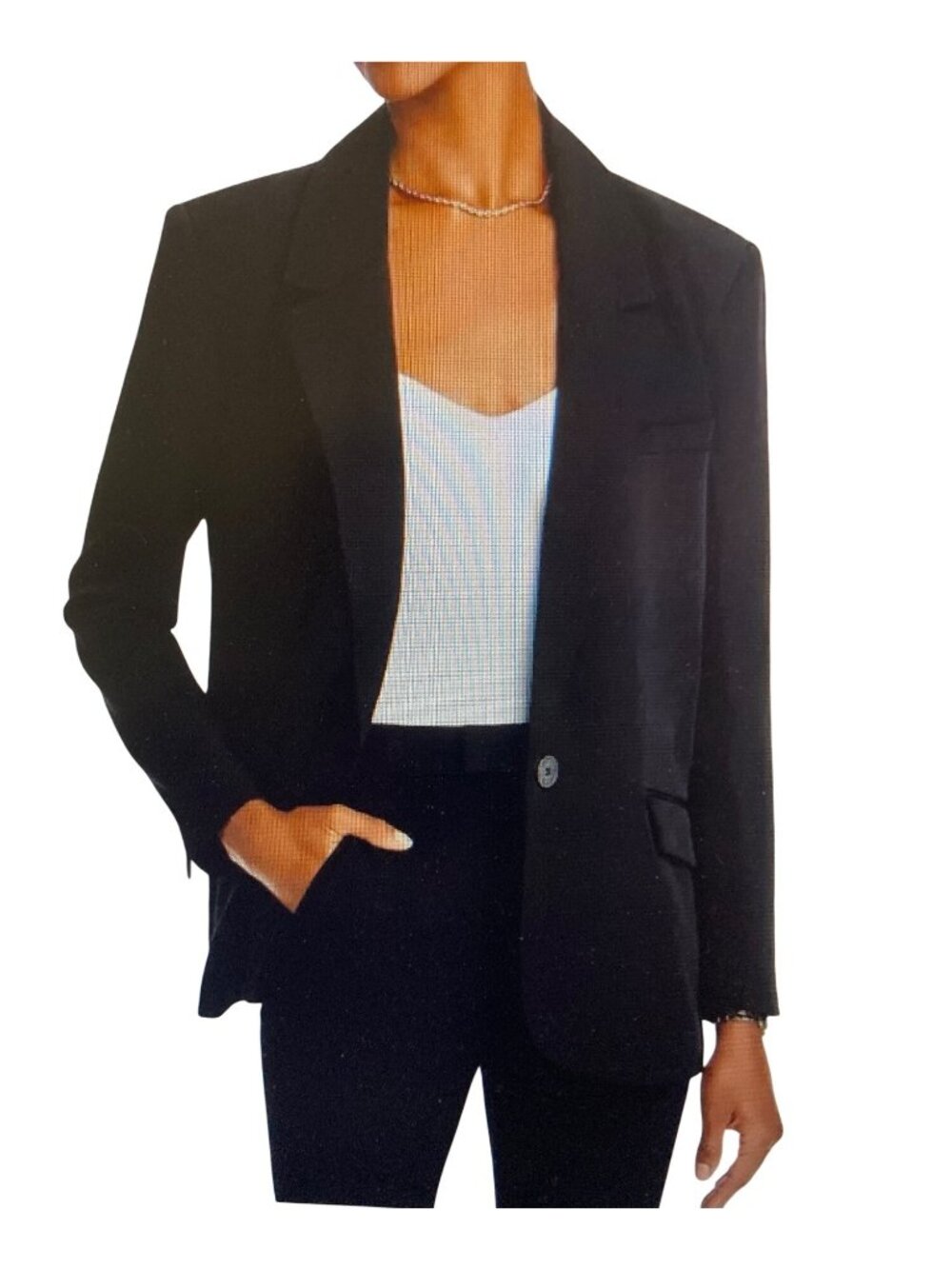 Aqua Suit Up Single‎ Button Oversized Blazer Black  Lined  Size Small NWT